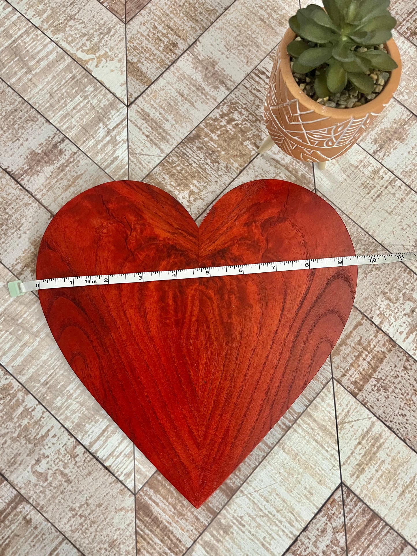 Red Wooden heart wooden art abstract art wooden sculpture wall hanging heart wooden heart with hanging strip