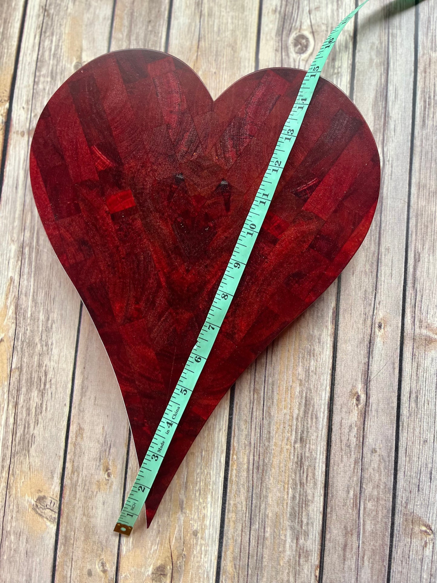 Red Wooden heart wooden art abstract art wooden sculpture wall hanging heart wooden heart with hanging strip