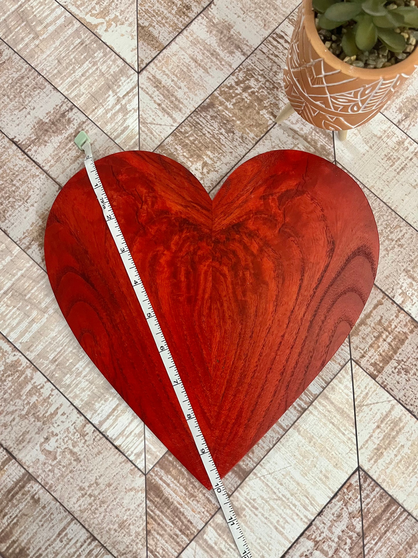 Red Wooden heart wooden art abstract art wooden sculpture wall hanging heart wooden heart with hanging strip