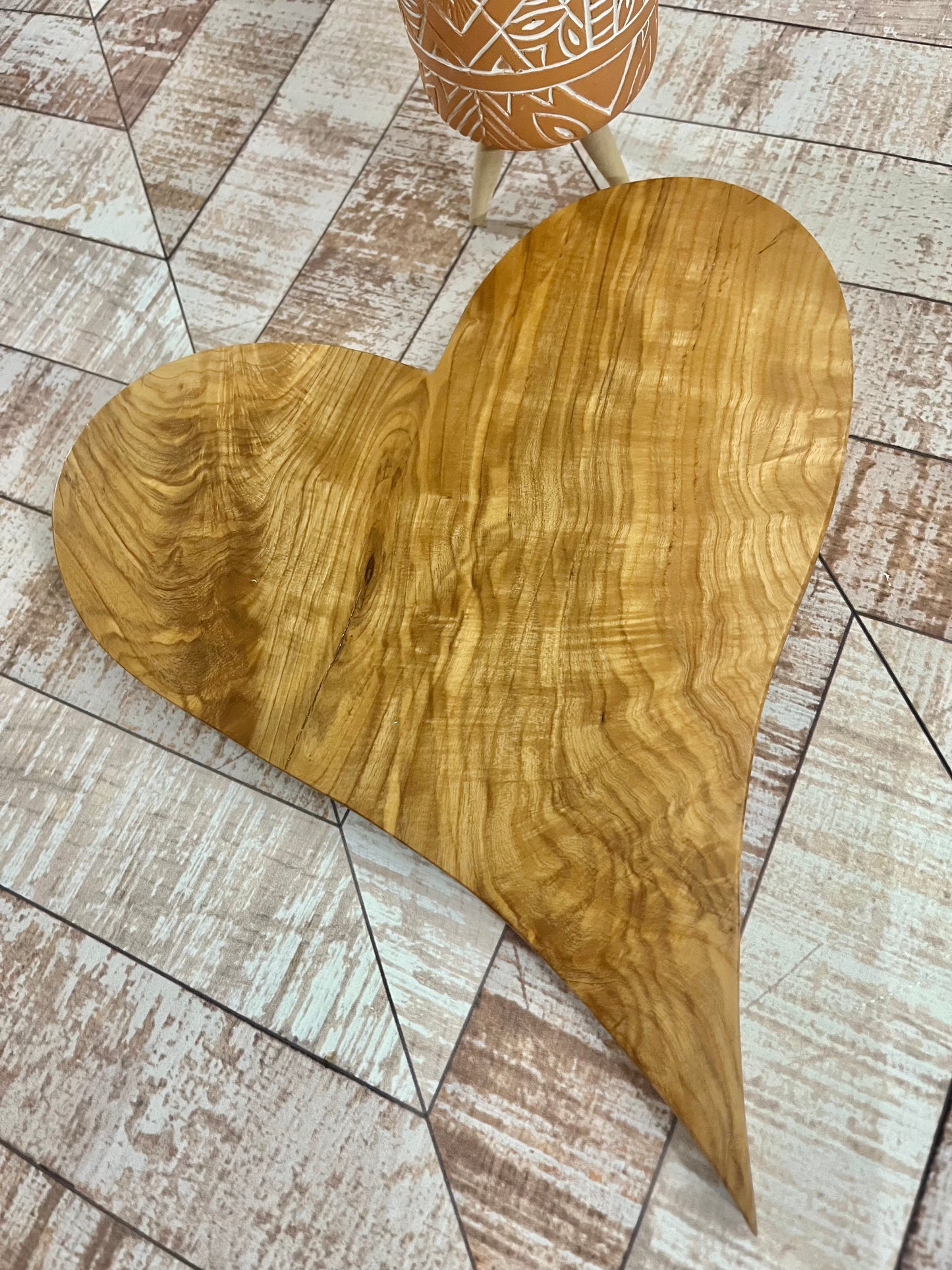 Wooden heart wooden art abstract art wooden sculpture wall hanging heart wooden heart with hanging strip