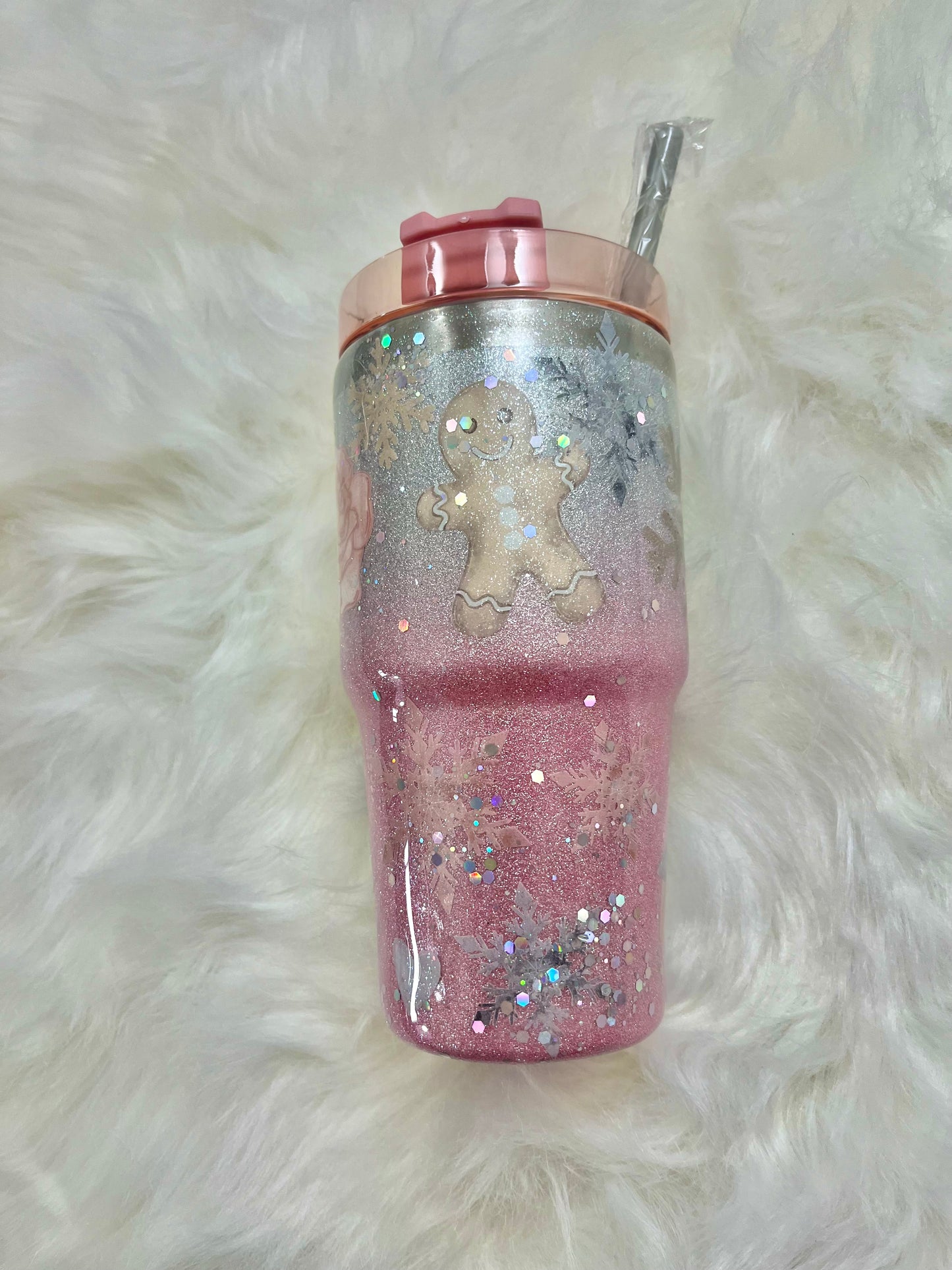 Pink winter love glitter epoxy Tumbler 20oz. Tumbler Christmas Gifts Christmas Epoxy Tumblers Winter Wonderland