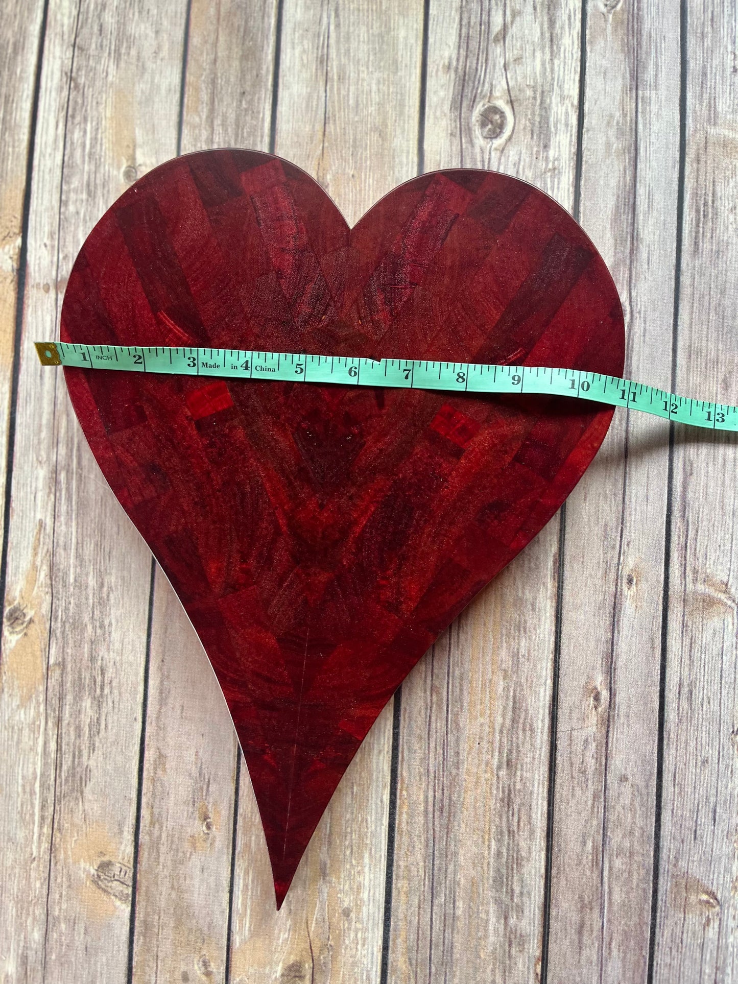 Red Wooden heart wooden art abstract art wooden sculpture wall hanging heart wooden heart with hanging strip