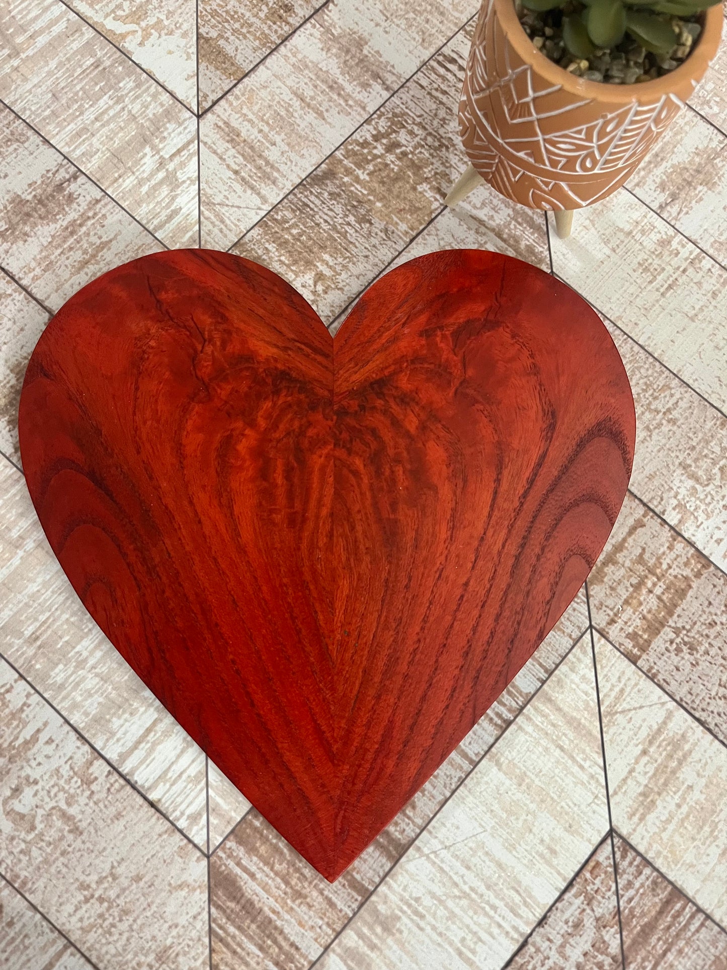 Red Wooden heart wooden art abstract art wooden sculpture wall hanging heart wooden heart with hanging strip