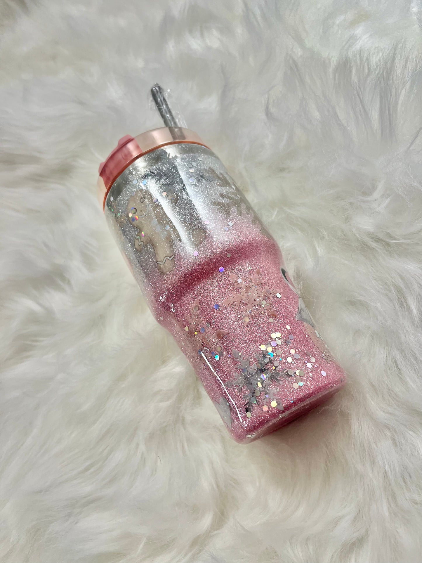 Pink winter love glitter epoxy Tumbler 20oz. Tumbler Christmas Gifts Christmas Epoxy Tumblers Winter Wonderland