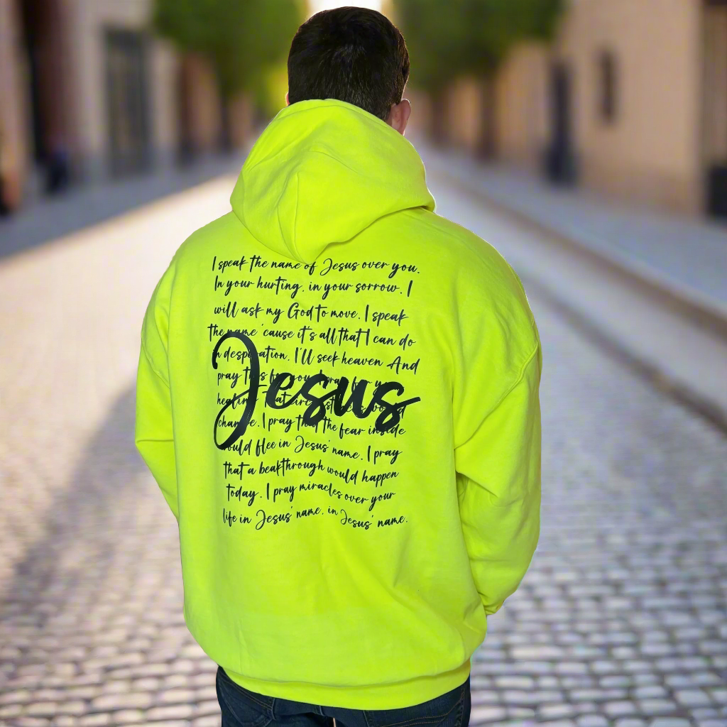 "I Speak The Name Of Jesus" Front+Back Design Neon