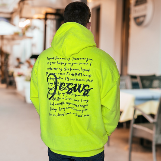 "I Speak The Name Of Jesus" Front+Back Design Neon