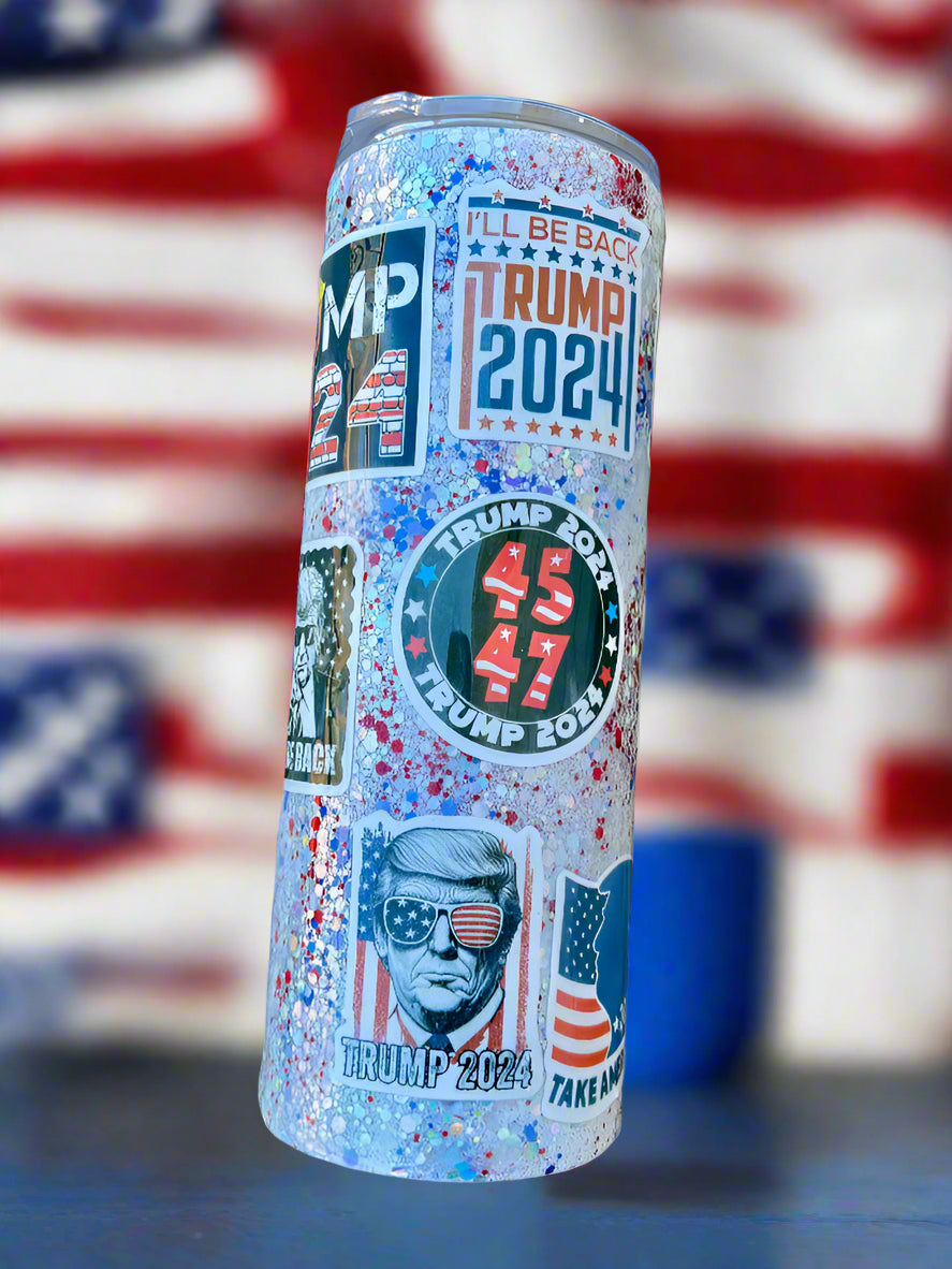 Special Edition Trump Cup Red White & Blue Glitter Trump 2024 Trump