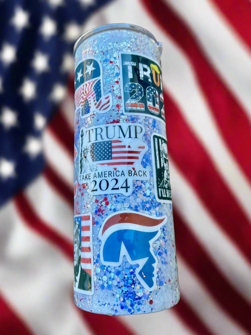 Special Edition Trump Cup Red White & Blue Glitter Trump 2024 Trump