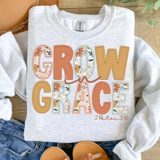 Grow in Grace Embroidered DTF PRINT