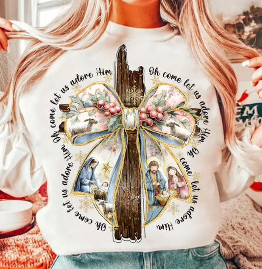 Jesus Christmas Story Bow Sweatshirt