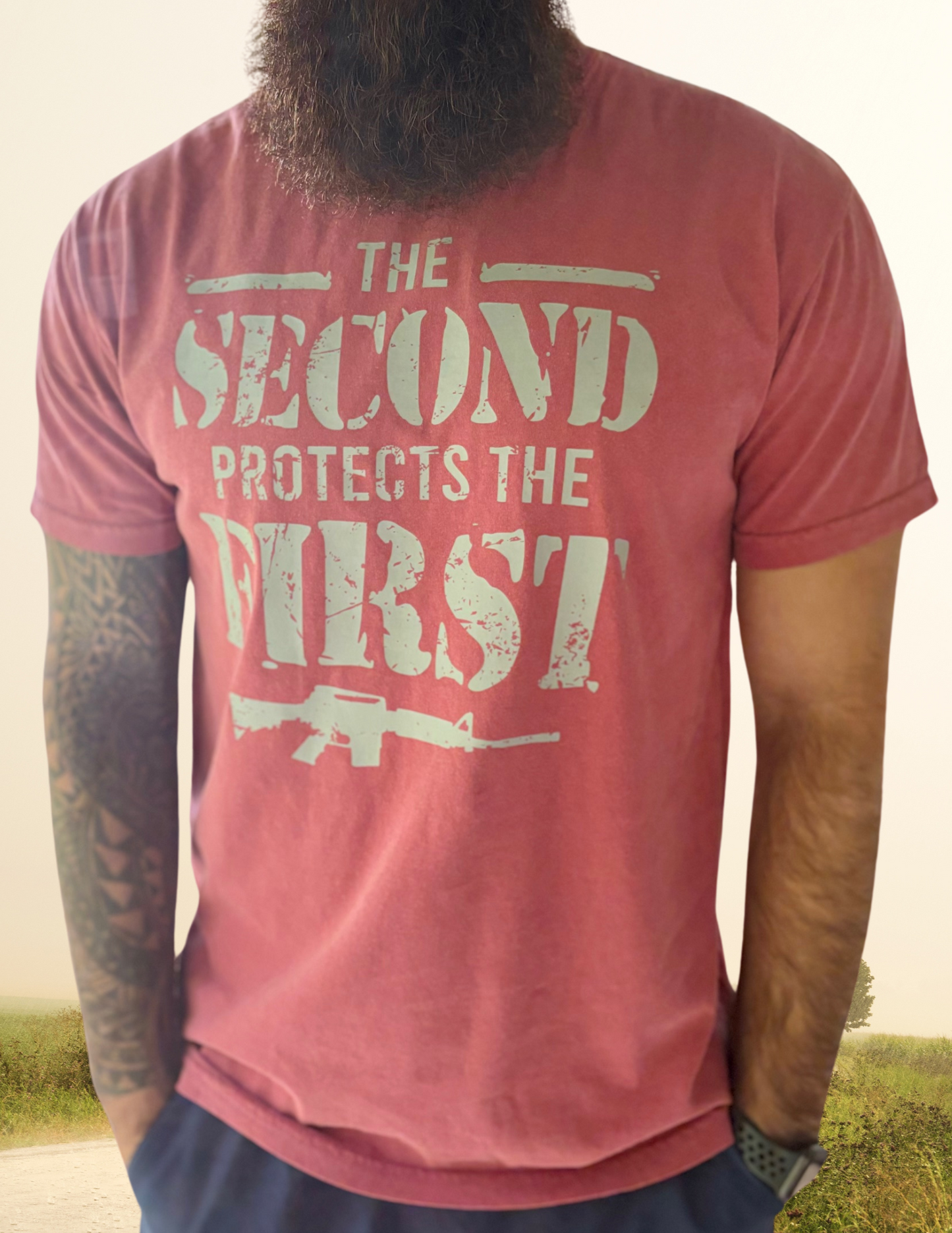 The SECOND Protects The FIRST Comfort Colors Vintage Red