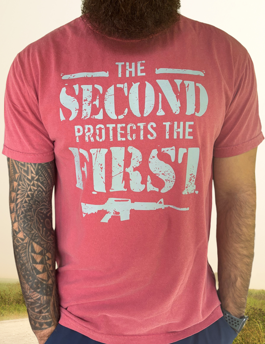 The SECOND Protects The FIRST Comfort Colors Vintage Red