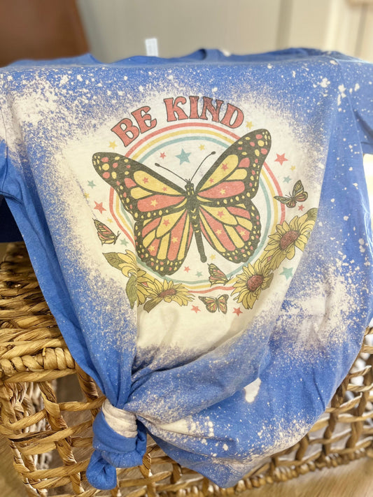 Be Kind Butterfly T-shirt Bleached Be Kind T-Shirt Boho T shirt Groovy Be Kind Shirt Hippie Shirt Bleached Butterfly Shirt Faith Shirt