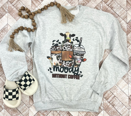 Moody Without Coffee Coffee Shirts Coffee Lover Coffee Cow Hoodie Cow shirt Cow print shirt cow print cow lover sunflower shirt fall shirts