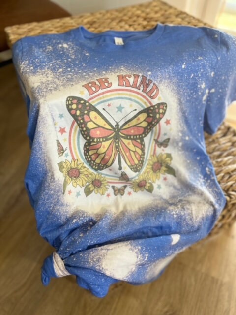 Be Kind Butterfly T-shirt Bleached Be Kind T-Shirt Boho T shirt Groovy Be Kind Shirt Hippie Shirt Bleached Butterfly Shirt Faith Shirt