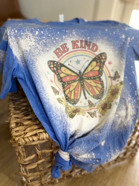 Be Kind Butterfly T-shirt Bleached Be Kind T-Shirt Boho T shirt Groovy Be Kind Shirt Hippie Shirt Bleached Butterfly Shirt Faith Shirt