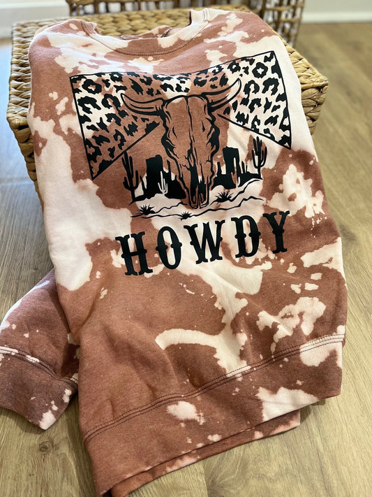 Cow Print Shirt Cowhide Shirts Howdy Bleached Shirts Highland Cow shirt Cowgirl Shirt Cowboy shirt Bleached Cow print hoodie Cow Sweatshirt