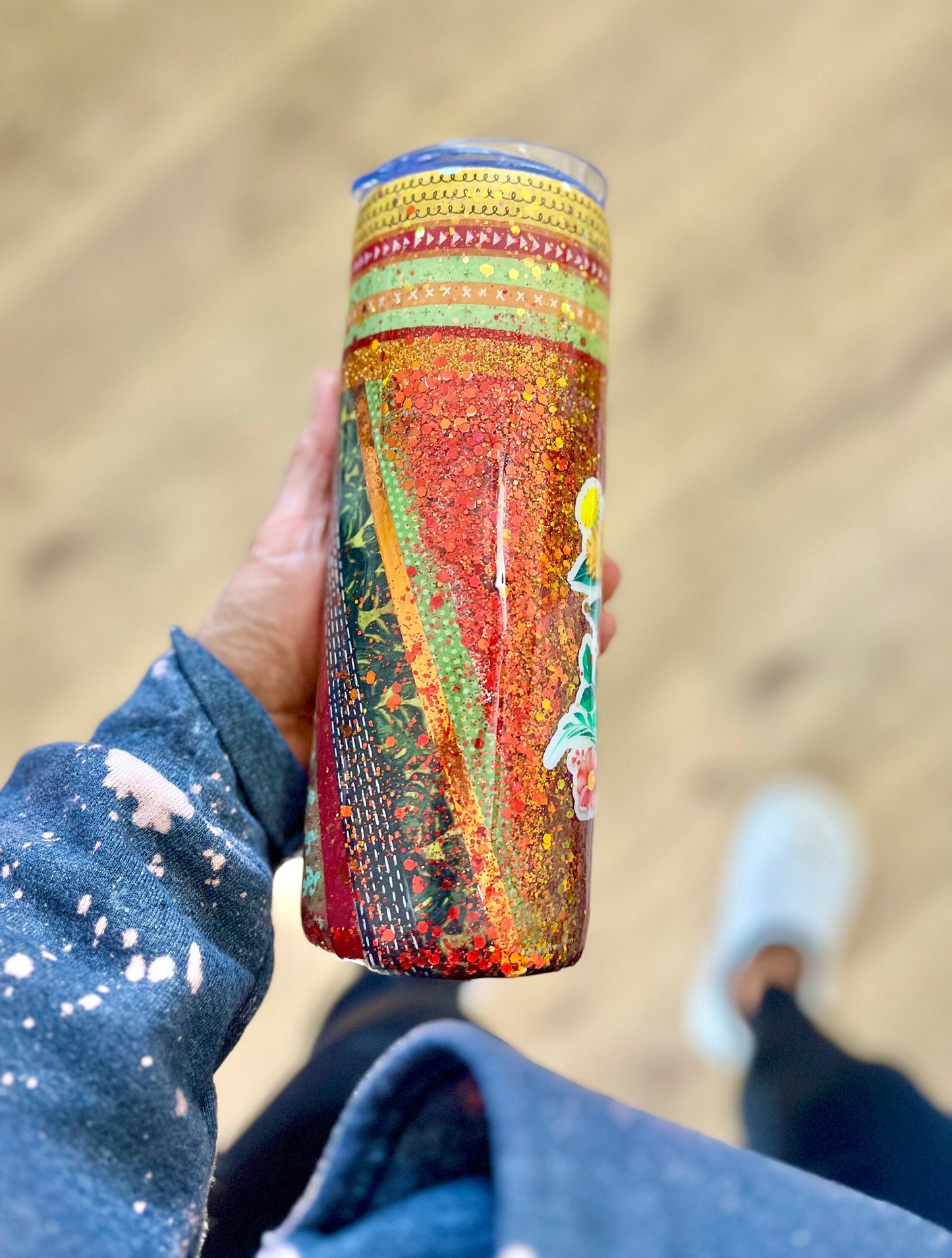 Tropical Love Skinny Tumbler 20oz skinny tumbler red tumbler red glitter beach tumbler tropics Bahamas tumbler vacation cup tropical leaves