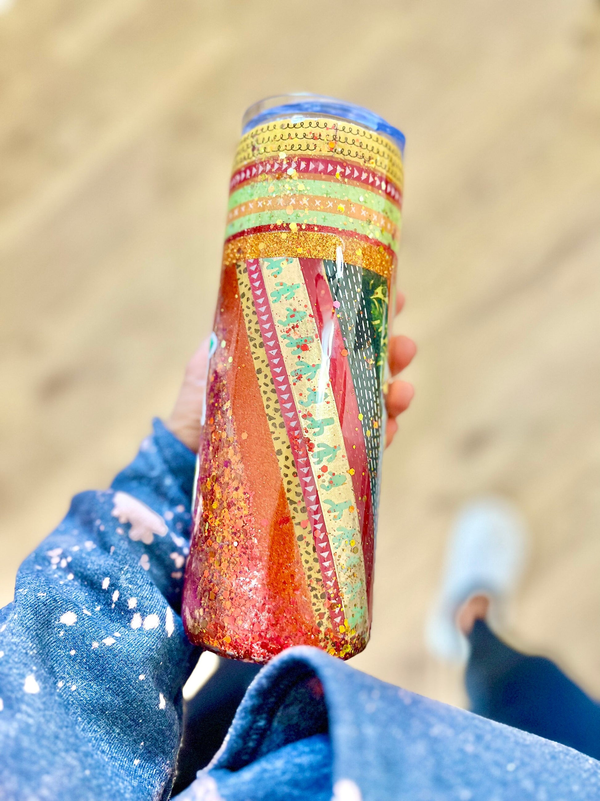 Tropical Love Skinny Tumbler 20oz skinny tumbler red tumbler red glitter beach tumbler tropics Bahamas tumbler vacation cup tropical leaves