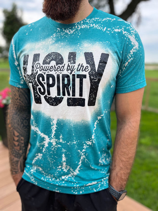 Powered by the Holy Spirit Bleached Shirt Faith Based Shirts Christian Shirts Shirts Scripture Shirt Christian shirts