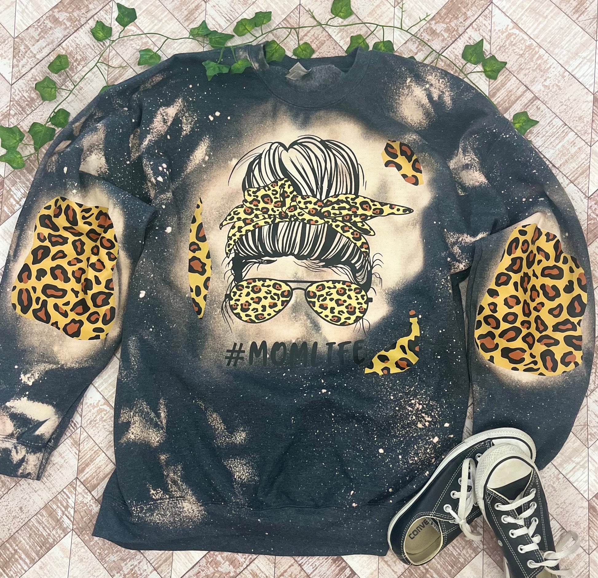 Mom Life Sweatshirt Bleached mom life shirt #MomLife Cheetah Print Mom life Leopard mom life #Moms Messy bun mom life sweatshirt leopard