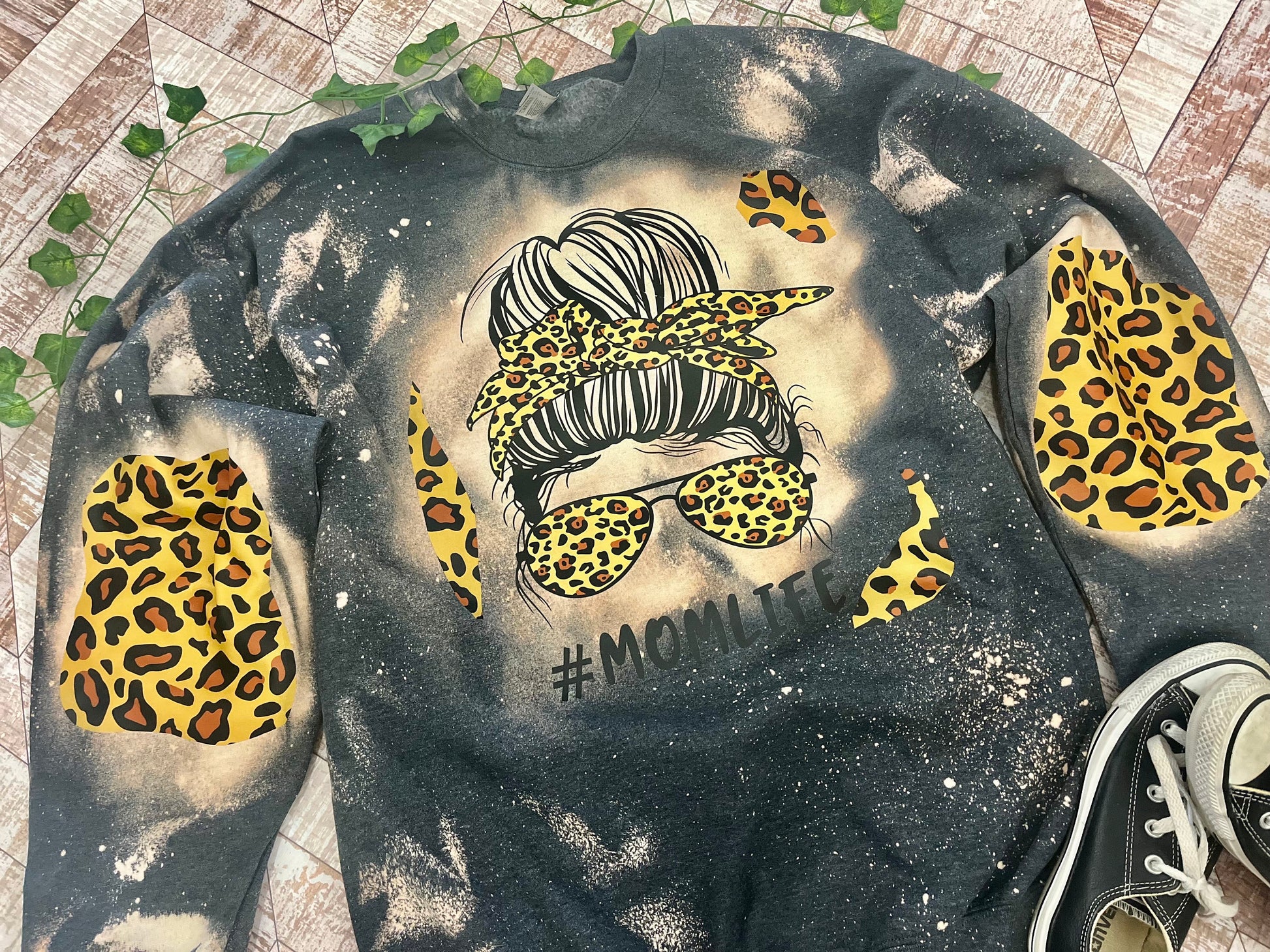 Mom Life Sweatshirt Bleached mom life shirt #MomLife Cheetah Print Mom life Leopard mom life #Moms Messy bun mom life sweatshirt leopard